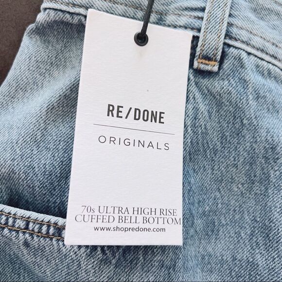 RE/DONE The 70'S Ultra High Rise Cuffed Bell Bottom Jeans size 26” - Picture 10 of 11